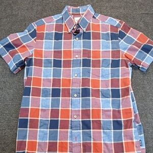 ROWM Men's Casual Short-Sleeve Plaid Button-Up Shirt - EUC